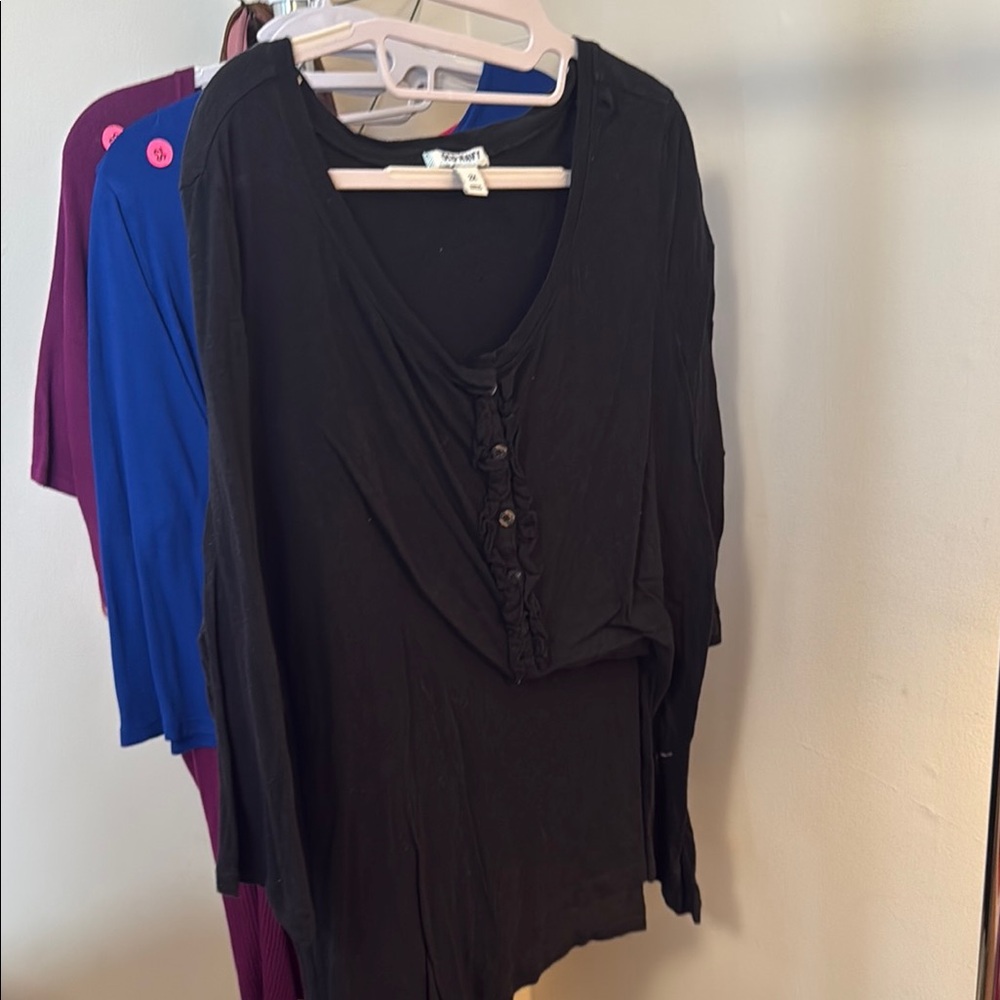 Old Navy Black Buttoned 3/4 Sleeve Blouse
